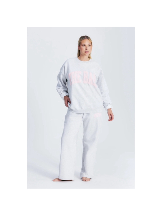 THE BAR Tops - THE BAR Varsity Crewneck Sweatshirt Gray Pink Oversized Medium